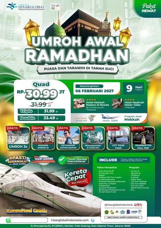Umroh Awal Ramadhan Februari 2027